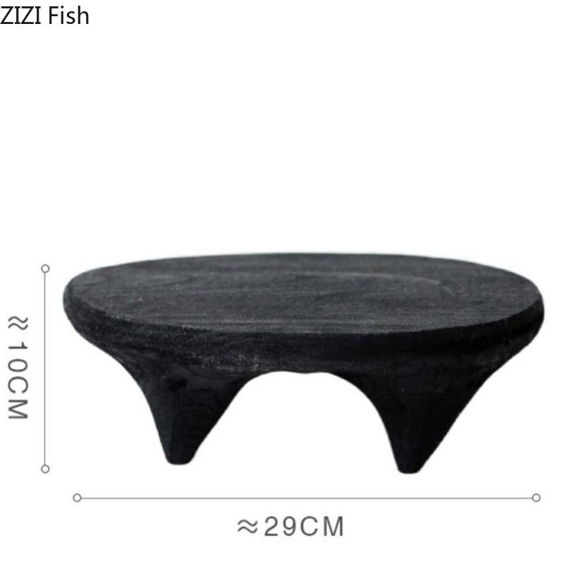 

Черный поднос с низкими ножками, креативный поднос из цельного дерева, чайный сервиз, поднос для хранения ювелирных изделий, косметики, предметов домашнего декора, инструментов для хранения