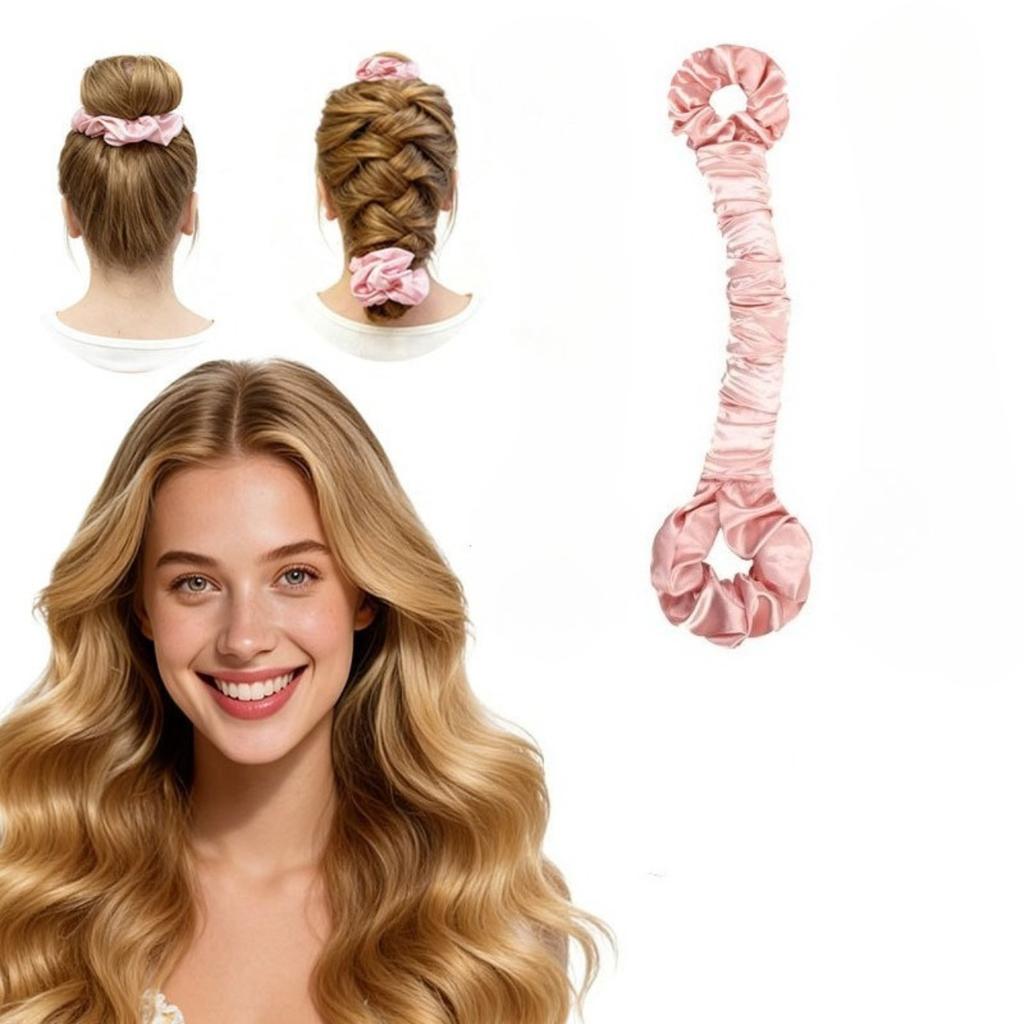 1pc Multi-Function Satin Heatless Hair Curler & Hair Tie Non- Hair Roller Curling Rod with Scrunchie(For Big Curls)