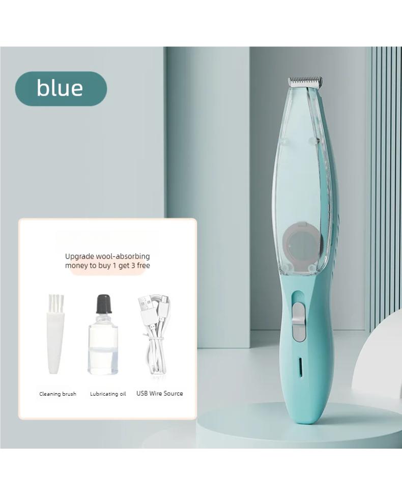 

Электрическая кошка Домашний питомец Всасывание шерсти Низкий уровень шума Полный набор Басовая бритва с пылесосом - Тихий инструмент для ухода за домашними животными для кошек синий