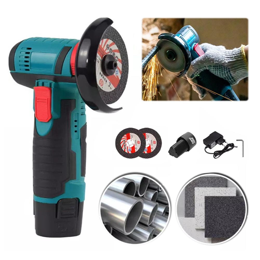 12V 3 Inch Brush Mini Angle Grinder 19500rpm Household Cutting Machine Polishing Machine Lithium Angle Grinder Filling Grinder