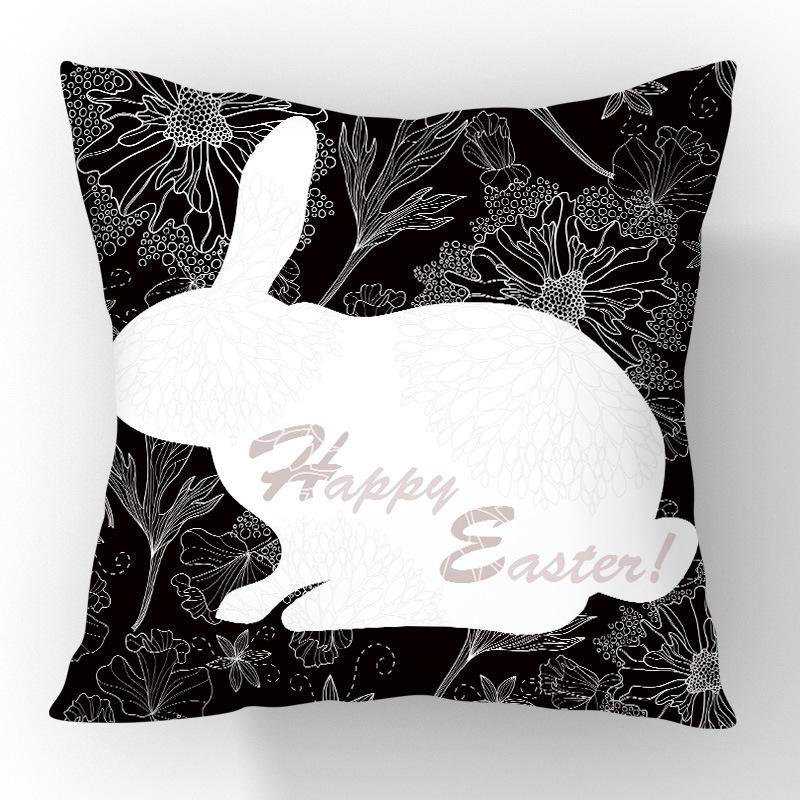 

Cartoon Cute Rabbit Pillowcase Simple and Versatile Linen Breathable Cushion Easter Print Living Room Sofa Pillow 45 * 45 (excluding pillow core)