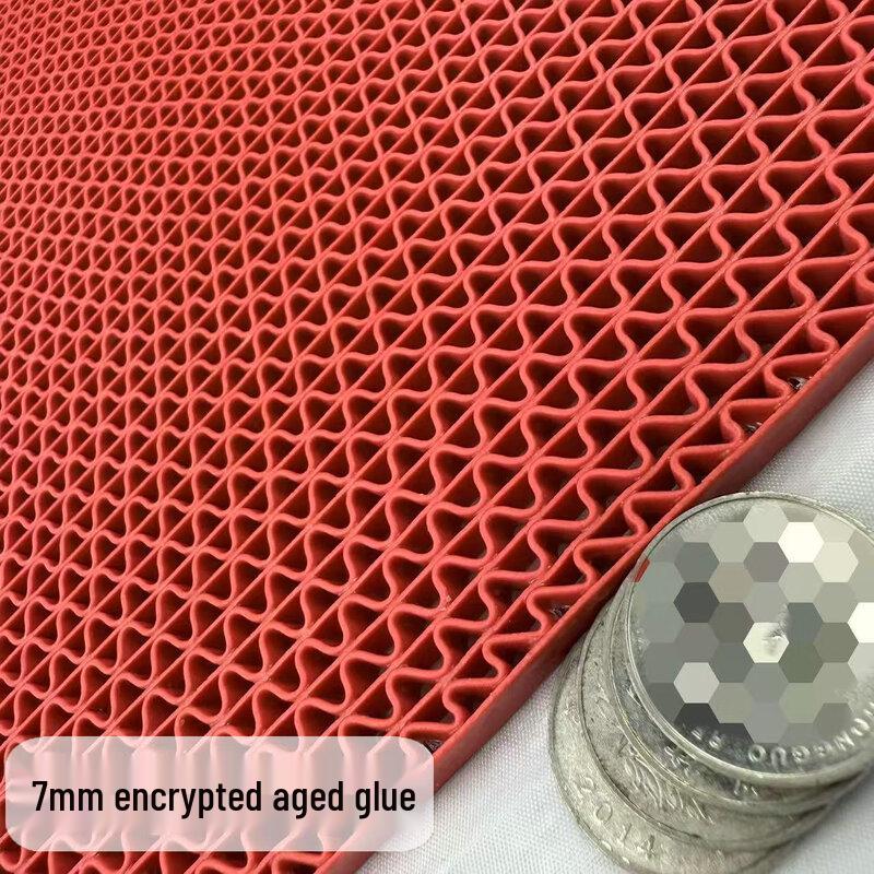 Oupuvy 7mm Red Outdoor Non-slip Hollow Mesh Plastic Mat 0.9m W x 2m L