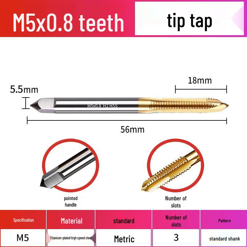 M5*0.8 Spiral Titanium Plated Tap Drill Bit