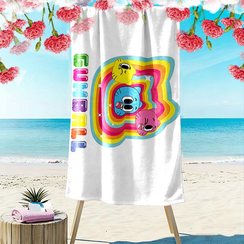 The Amazing World of Gumball Cartoon Art Print Beach Towel, Large Soft Quick Dry Towel for Beach Camping Swimming