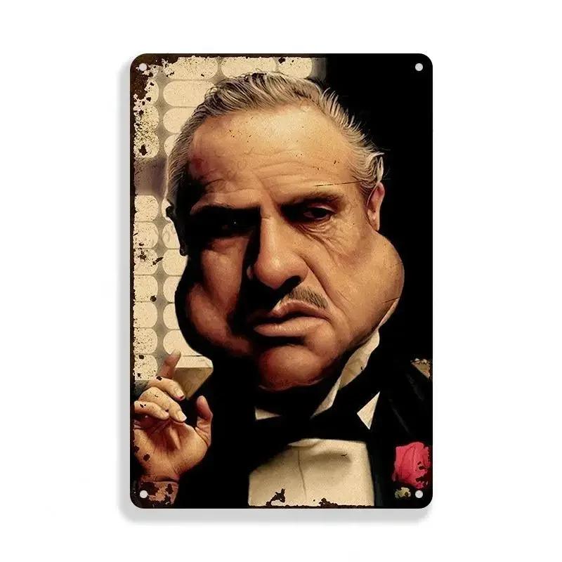 Retro Vintage Metal Tin Poster  The Godfather Sign Plaque for Bar Club Home Wall Decor  Classic Movie Wall Plate Pendant
