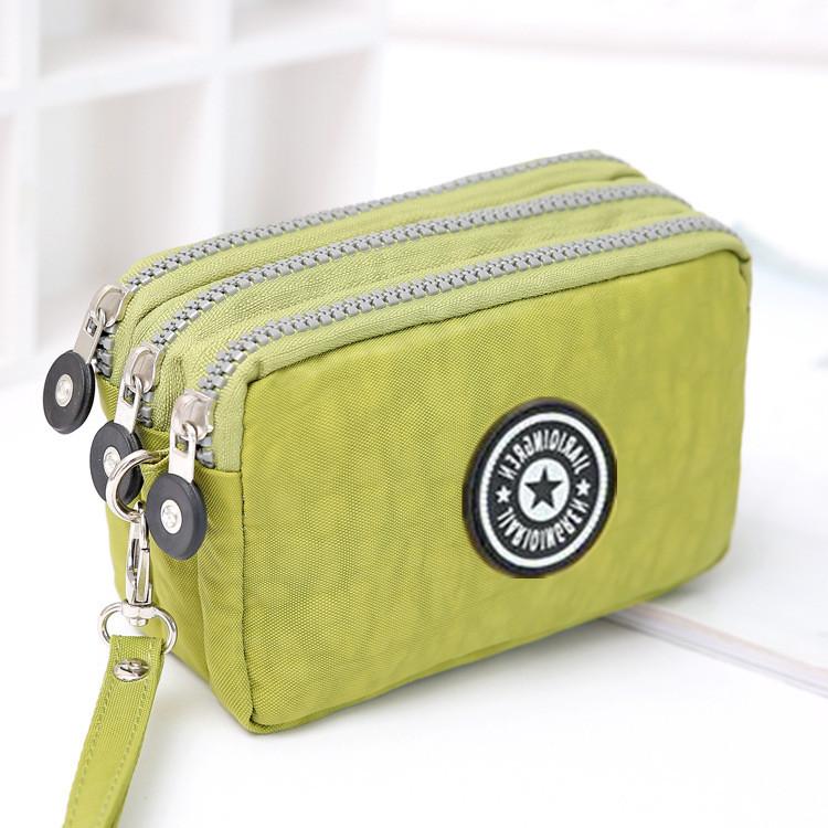 Three Layer Zipper Short Mobile Phone Bag Chic Women Hand Makeup Clutches Bag Portable Change Waterproof Multi Layer Pocket Bag