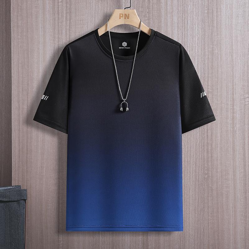 Maglietta Casual Estiva Girocollo Moda Manica Corta Uomo Gradiente Sportiva Pullover T-shirt Top