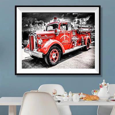 1 Pezzo di 11,8x15,7 Pollici 5D Pittura Diamante Fai da Te, Auto Rossa, Kit Ricamo, Pittura Diamante Acqua Completa, Decorazione Casa Fatta a Mano Regalo