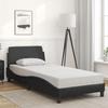 VidaXL Bed Frames with Headboard, Upholstered Bed with Slat Base, Single Bed with Footboard, Adult Bedroom Bed, Black 373098
