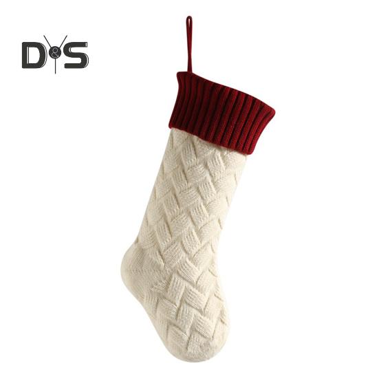 Large Knitted Christmas Stockings 18" Xmas Gift Stocking Hanging Decorations Festive Decor Candy Toys Bag Hanging Stocking for Mantel Window