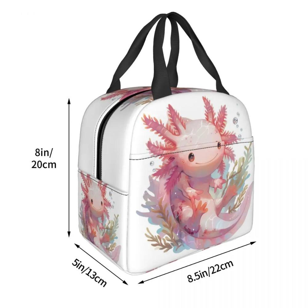 Cute Cartoon Axolotl In Coral Reef Insulated Lunch Bag for Women Children Leakproof Food Boxes Thermal Lunch Box Tote