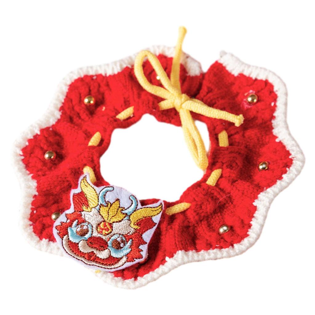 New Year Knitted Cats Collar Photo Props Decorative Dress up Costume Knitted New Year Cat Collar for Small Dog Kitty Puppy