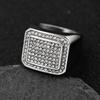 Men's Gold-Plated Diamond Square Ring, European & American Hip Hop Style, Personalized Trendy Titanium Steel Finger Ring