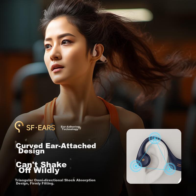 Aigo Bone Conduction Bluetooth Sports Headphones, IP56 Dust And Water Resistant, Open-Style, Long Battery Life, G03 Beige