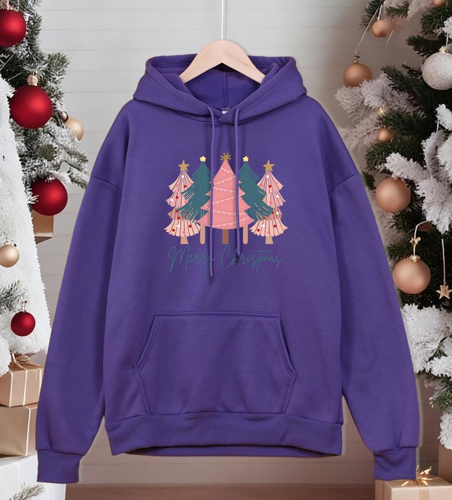 Merry Christmas Beautiful Trees Print Man Hoody Multicolor Pocket Hoodies Casual Fleece Hoodie Comfortable Hip Hop Pullovers