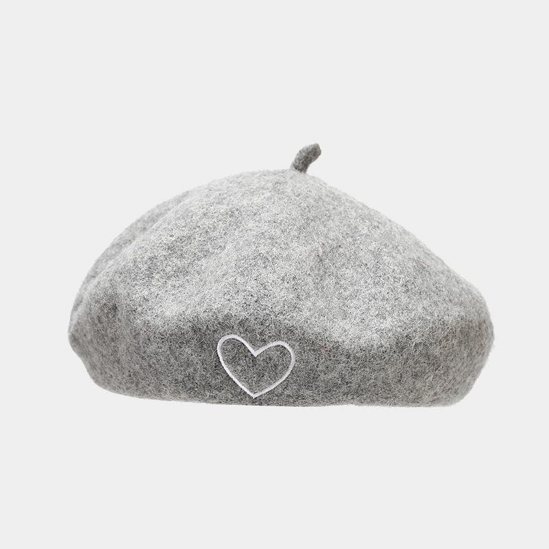 French Berets Woman Love Embroidered Wool Beret Cap Autumn Winter Hats For Girls Beanie Woolen Vintage Cap Black Painter Hat Female Felt Hat Berets