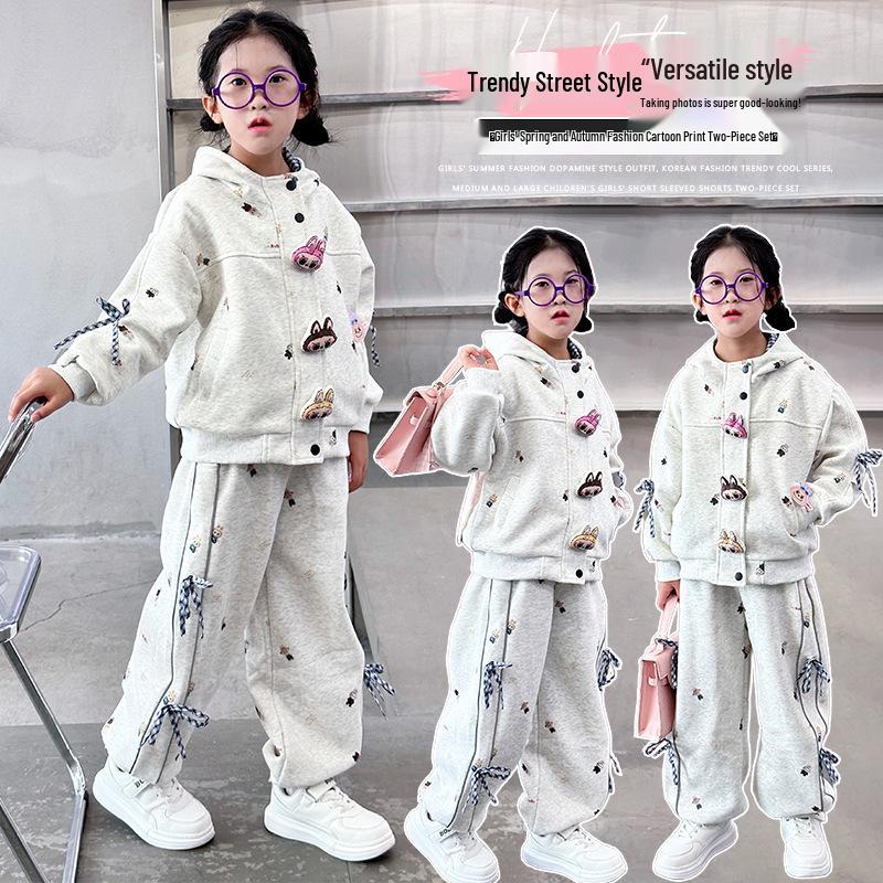 Dívčí set oblečení v korejském stylu na jaro a podzim 2025 - Trendy a ležérní pro střední a velké děti