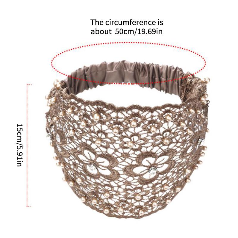 Blumen-Häkel-Stirnband Neuer Stil Perlenbesetztes Breites Rand-Haarband Für Frauen Effektive Weißhaar-Abdeckung Haarschmuck Stirnband