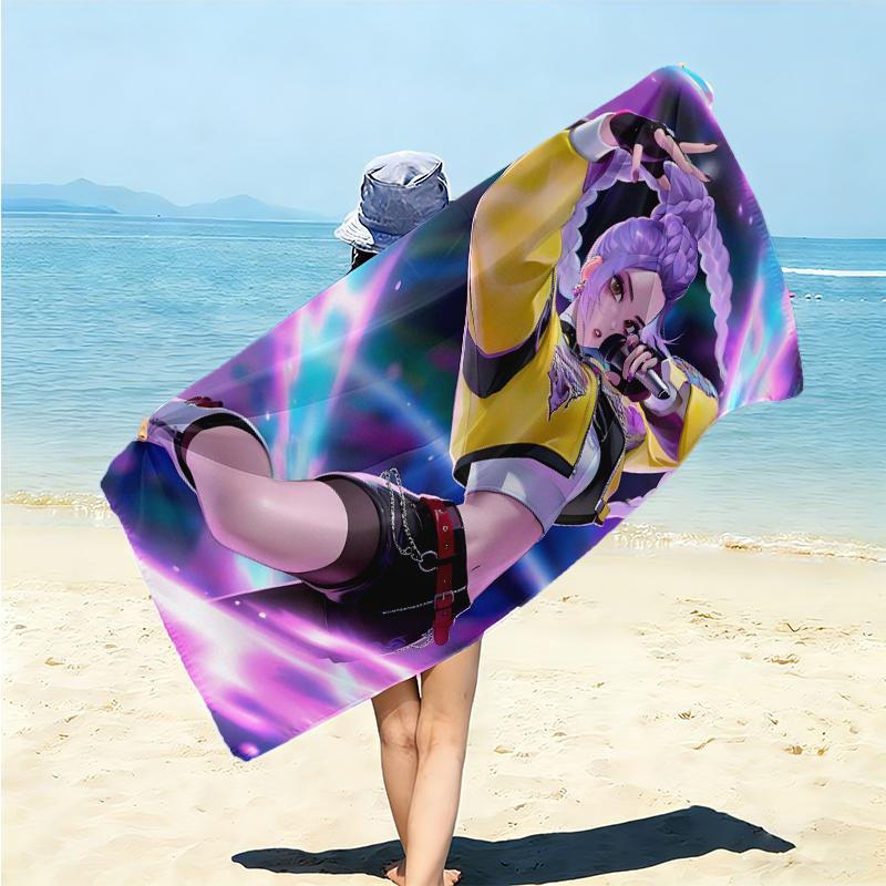 1Pc Purple Hair Rumi Artwork Beach Towel Microfiber Beach Towel Thin Absorbent For Beach Swimming Yoga Bath Sports 0917196
