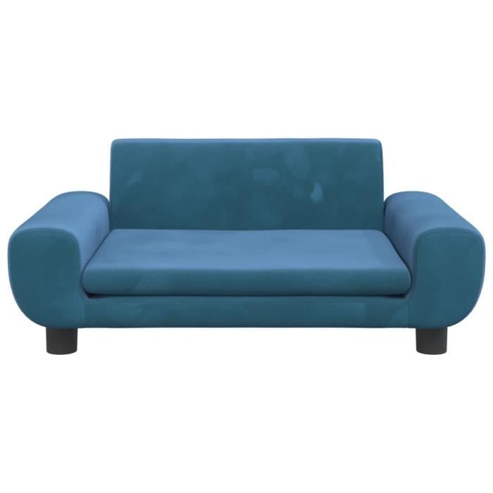 Lit pour chien - Non spécifié - 70x45x33 cm - Velours bleu - Convient aux petits chiens - Cadre en bois massif