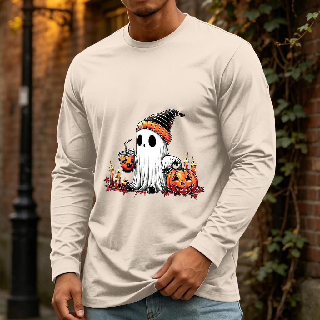 Men's Halloween Long Sleeve Neck Casual Shirt