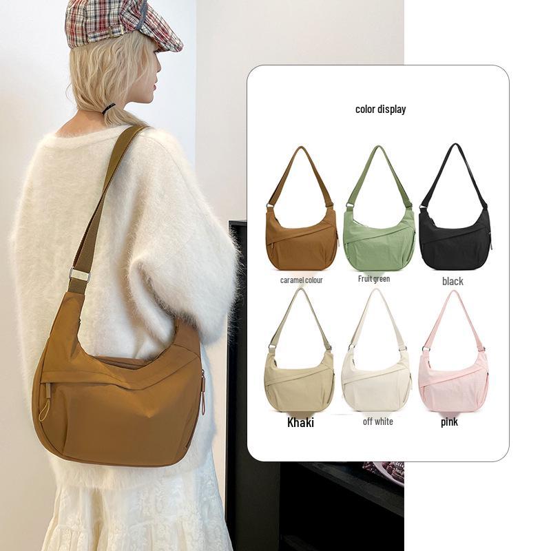 Women's Versatile Nylon Crossbody Bag – Large Capacity, Stylish Single Shoulder Commuting Bag.