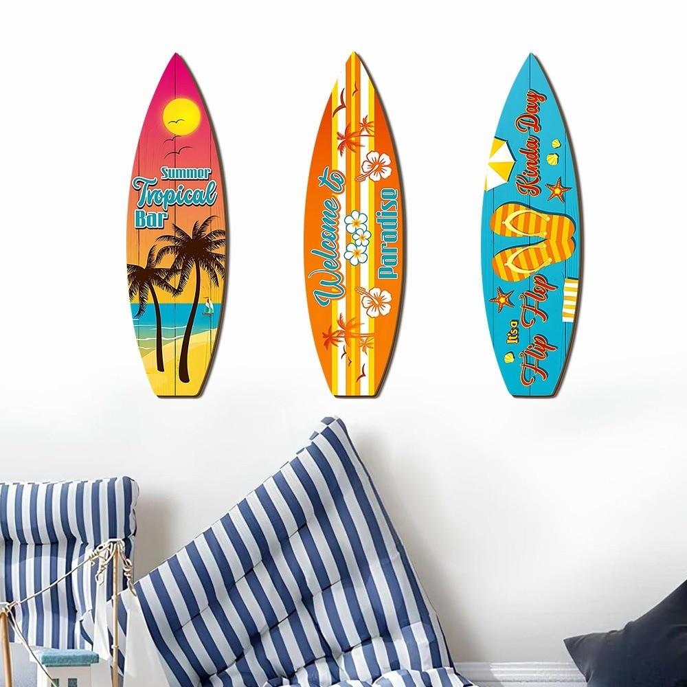 Retro Surfboard Wall Hanging Summer Beach Themed Surfboard Ornaments Summer Home