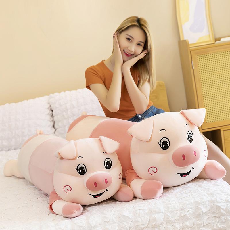 New Lying Pig Doll Plush Toy Cute Bed Sleeping Pillow Big Eyes Cute Pig Large Doll Birthday Gift