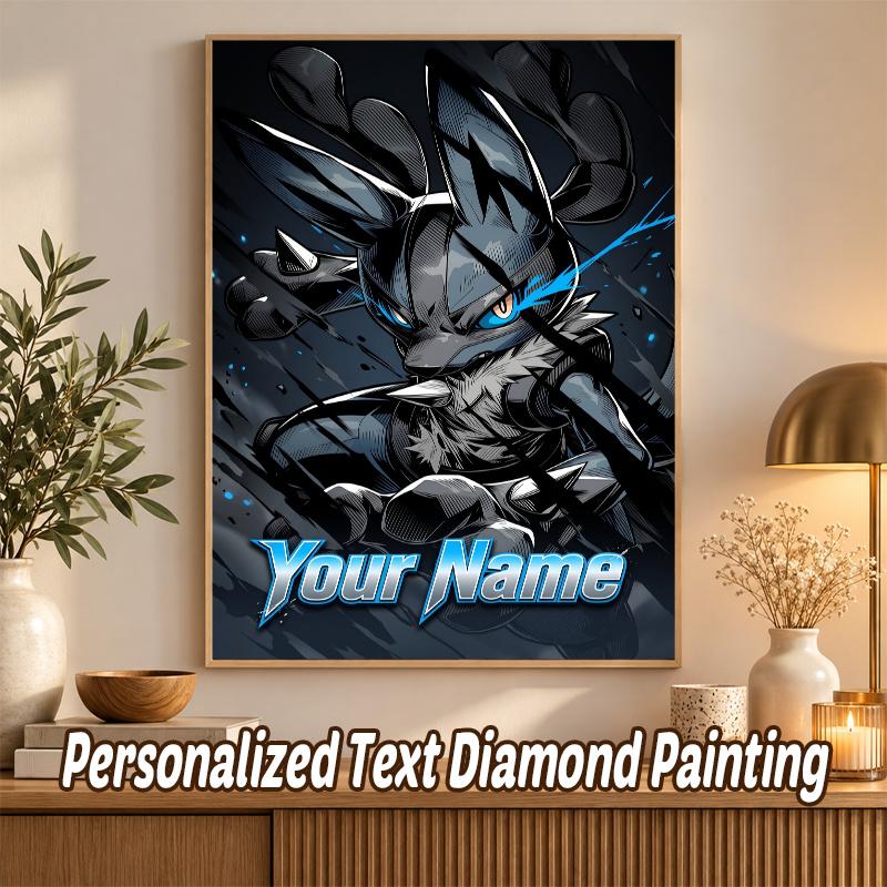 Lucario Custom Name Diamond Painting Personalized 5D Full Drill DIY Diamond Art Home Decor