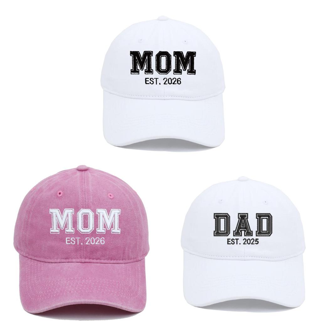 Dad Mom Waterwashed Cotton Baseball Cap With Embroidery For Casual Outdoor Wear