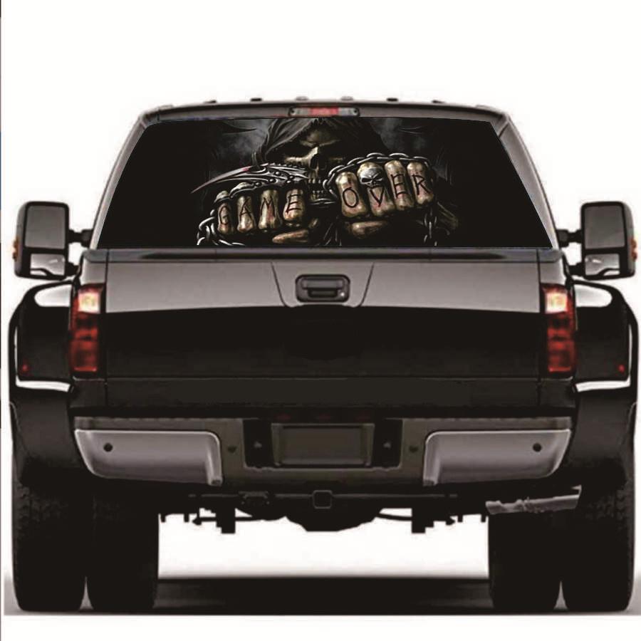 135x36cm Rear Window Sticker Grim Reaper Skull Style For Pickup Truck Universal