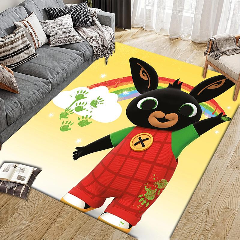 Bing Flannel Pattern Square Carpet,Area Rug,Carpet Rug for Living Room Bedroom Sofa Playroom Decor,Non-slip Floor Mat
