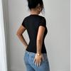 Summer Going Out Tops Women Cutout Tie Front Cap Sleeve Slim Crewneck Crop Keyhole Baby Tee Y2k Sexy Shirt Streetwear