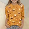 Kids Animal Print Crew Neck Three Quarter Sleeve Casual T Shirt Soft Comfortable Fabric Suitable for Everyday Wear and Outdoor Activities