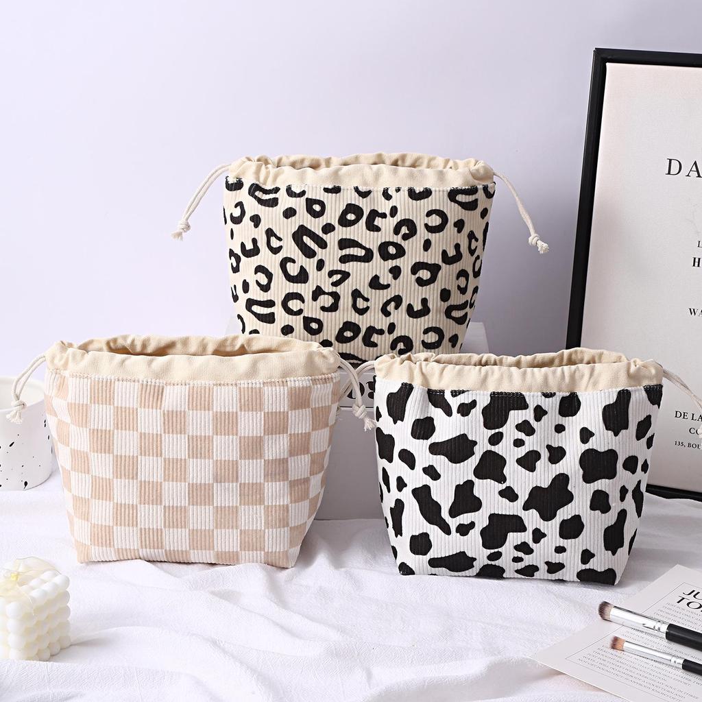 Color-Block Large Capacity Makeup Bag for Women - Travel Drawstring, Cosmetics Organizer, Toiletries Storage