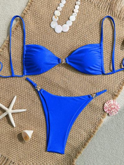 Bikini Mini Triangolo Sexy Set Perizoma Micro Costume da Bagno Monocolore Costume da Bagno Donna Biquini Fasciatura Abbigliamento da Spiaggia Costumi da Bagno Perizoma Bikini