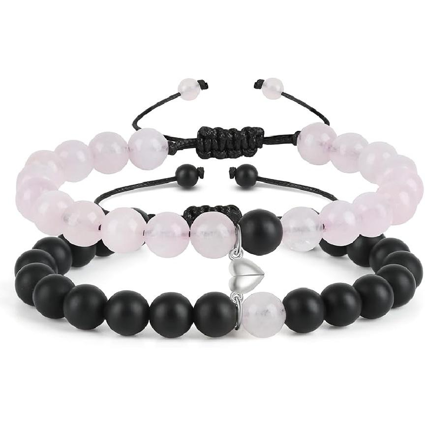 Couple Matching Bracelets, Bf and Gf Bracelets, Best Friend Bracelet,Stretch Adjustable Braid Bead Bracelets Jewelry for Him and Her