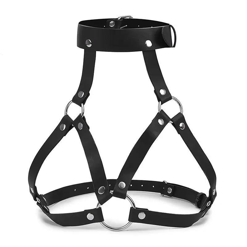 Women's Sexy Leather Body Harness –  Bondage Lingerie with Chest Straps & Gothic Fetish Appeal