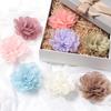 3/5Pcs 10cm Handmade Big Chiffon Fabric Artificial Flowers Head for Headwear Wedding Dress Hats Home Decoration DIY Accessories
