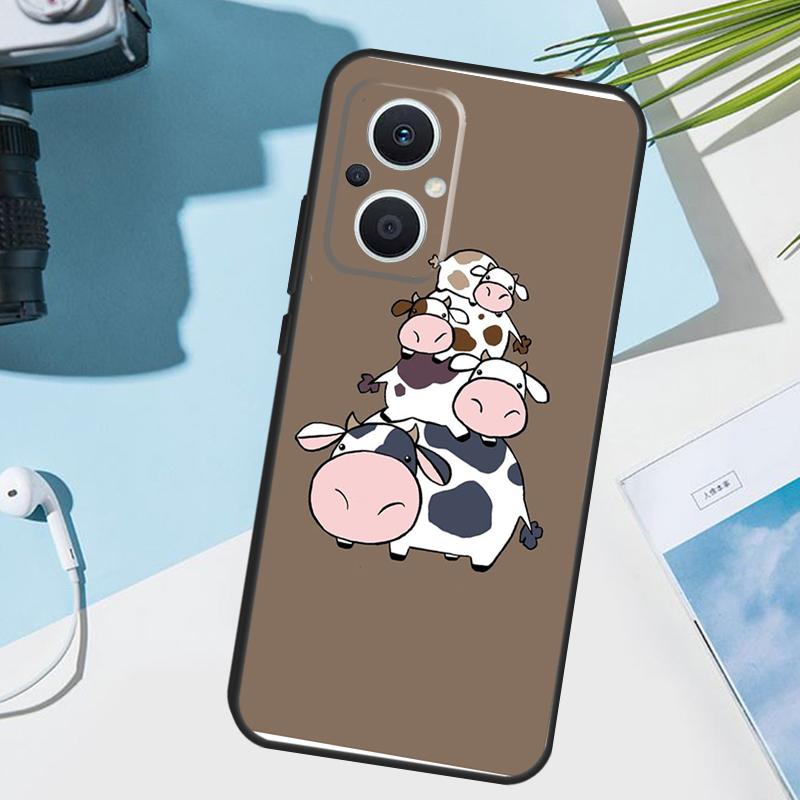 Cartoon Cute Cow Spots Cover For OPPO Reno 14 Pro 10 11 12 13 14F 13F 12F 11F 7 8 Lite OPPO Find X9 X6 X5 X8 Pro Case