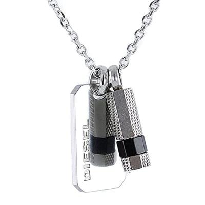 Diesel Unisex Srebrna Płytka Naszyjnik Akcesorium Marka Akcesorium DX1156040 Męskie i Damskie [Produkt]