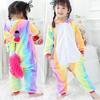 One-Piece Colorful Kids Rainbow Unicorn Shaped Kigurumi Animal Cosplay Sleepwear Costume