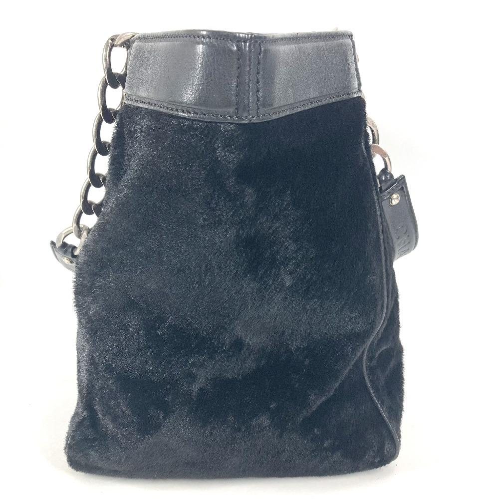 CHANEL CC CC Mark logo Tote Bag Chain Bag Shoulder Bag Pony-Hair Black