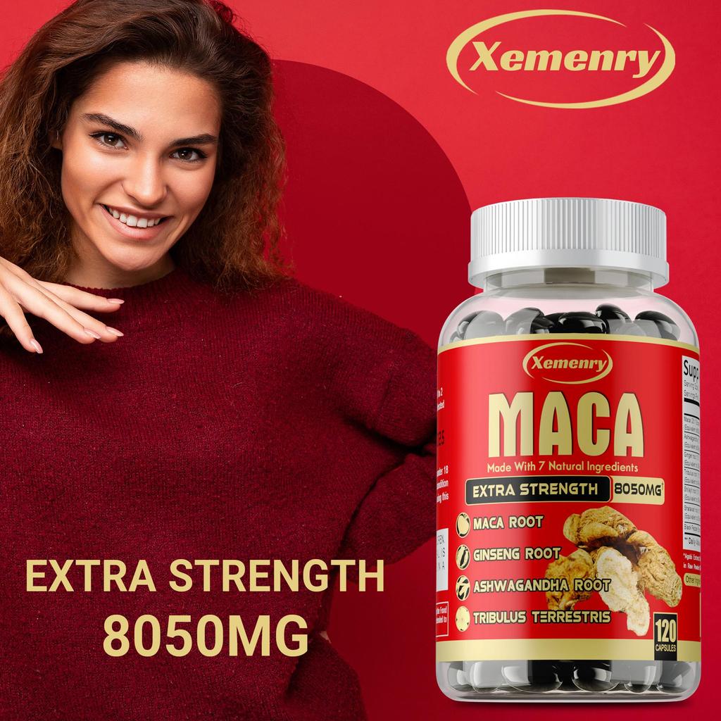 Cápsulas de Raíz de Maca, Raíz de Ashwagandha, Tribulus Terrestris, Mezcla de Polvo de Shilajit, Suplemento de Origen Vegetal para Adultos