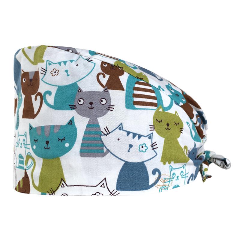 

Жіноча бавовняна хірургічна шапочка з принтом - Пилонепроникна, дихаюча, вологопоглинаюча для лікарів, медсестер, пацієнтів на хіміотерапії No Button - Adjustable