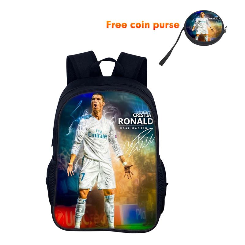 Zaino Scolastico Ronaldo Borsa Sportiva per la Scuola Zaino CR Mochila Zaino Studente Stella del Calcio per Ragazzi Ragazze Miglior Regalo