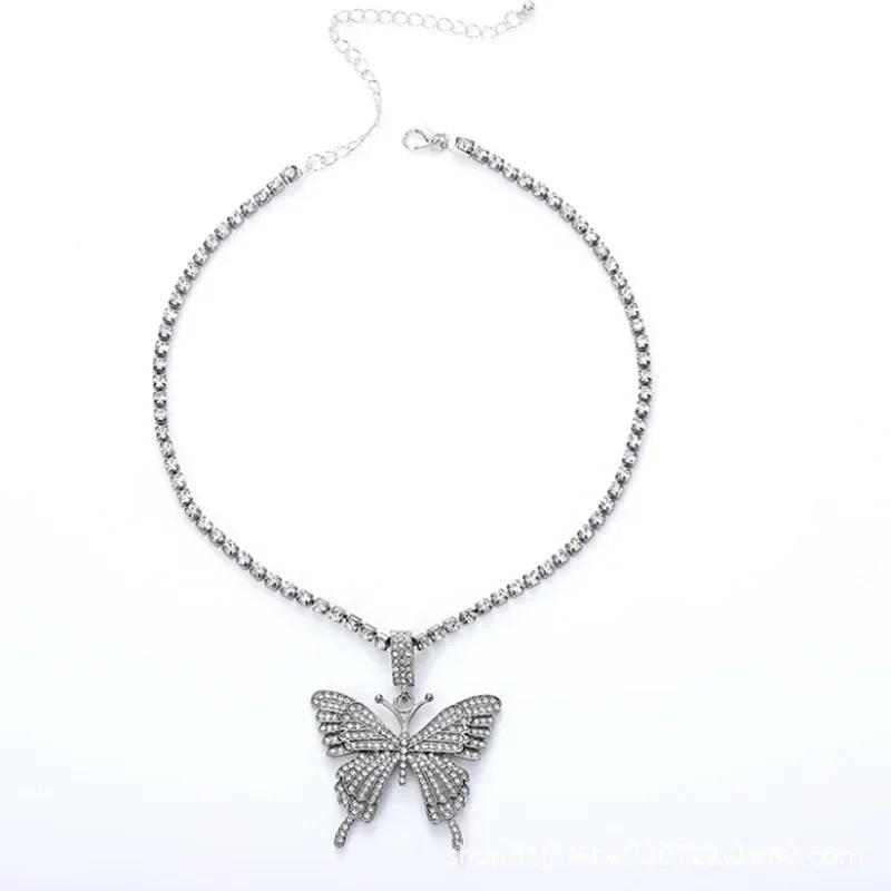Statement Schmetterling Tennisketten Halskette Choker für Damen Kristall Strassstein Anhänger Halskette Schmuck Weihnachtsgeschenk