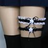 2Pcs/Set Women Garters Elastic Lace Trim Sexy Women Girl Bowknot Decor Garters Belt Suspender Bridal Accessories for Wedding
