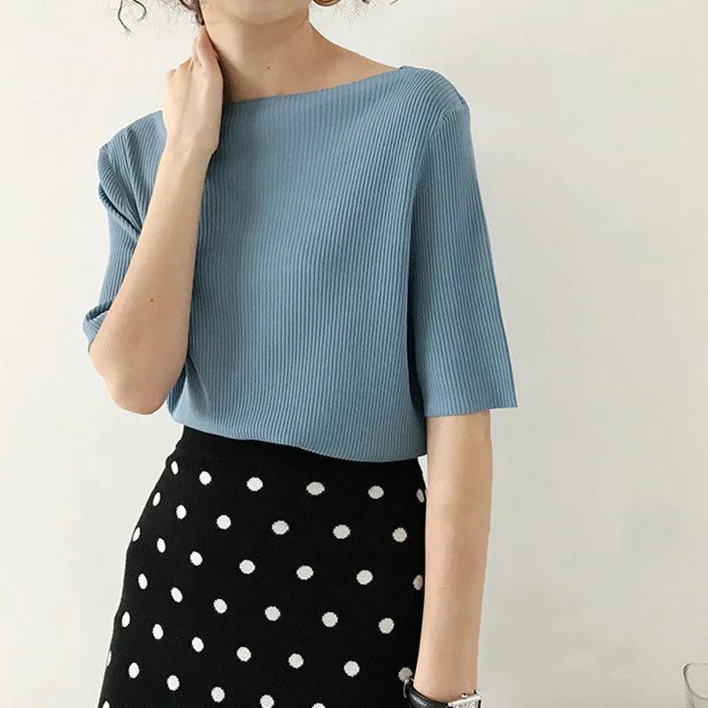 Damen Einfarbig Lässig Bequem Eisseide Neu Locker Fallend Kurzarm Einfarbig Mode Lässig