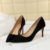 Fashion 2025 New Summer Fashion Women 8cm Or 10.5cm Thin High Heels Pumps Metal Black Pumps Studded Flock Pumps Ladies Valentine Shoes